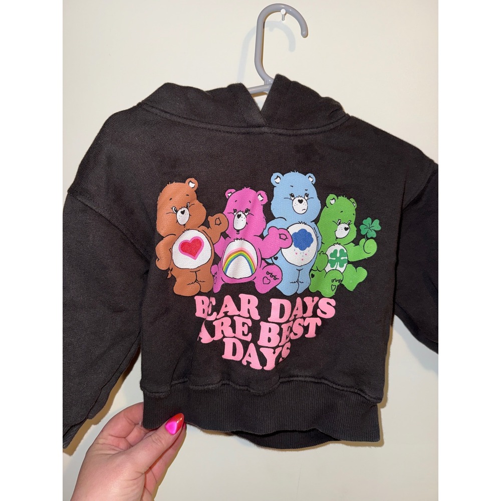 Zara Kids Care Bears Hoodie Black Bear Days Are Best Days Sweatshirt Size 2Y 92